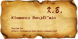 Klemencz Benjámin névjegykártya
